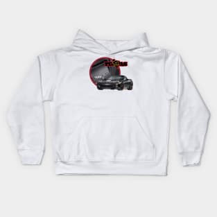 Texas-Style Black Corvette with red trim Kids Hoodie